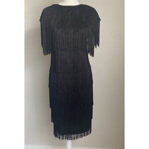 Cheryl Kaye Women's 6 Black Roary 20s Flapper Tassels Fringe Dress